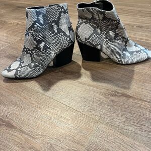 Dolce Vita Snakeskin Ankle Boots - Black and Gray